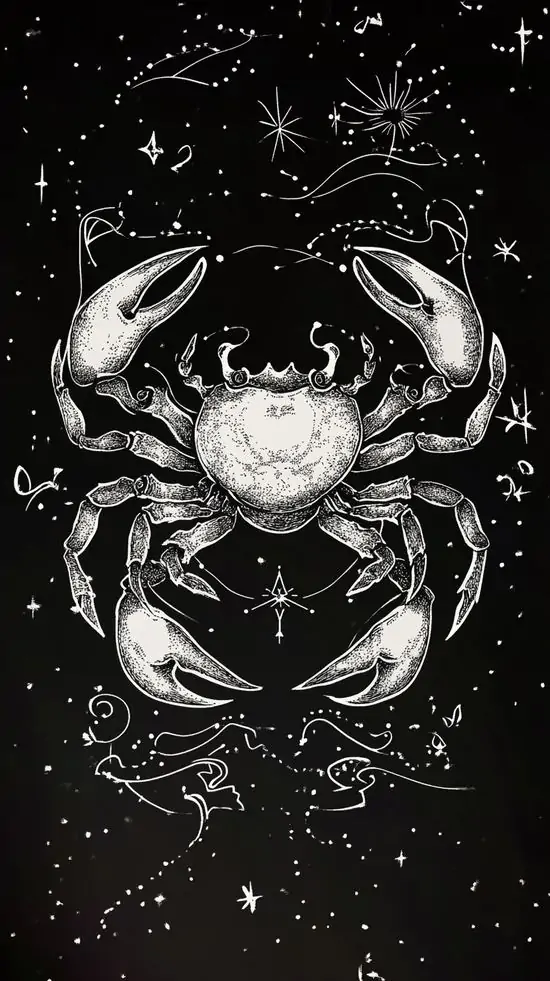 Con cua trắng nổi trên nền đen với những vệt bắn sáng như mực loang, bố cục đơn sắc khiến poster Bắc Giải này trông sắc nét, lạ mắt và khá 4K