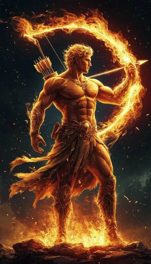 Ảnh đại diện nhân mã xanh sáng được vẽ bằng những nét mảnh như sương điện, chữ Sagittarius đặt dưới chân tạo cảm giác gọn gàng, hợp kiểu hình nền cung Nhân Mã tối giản