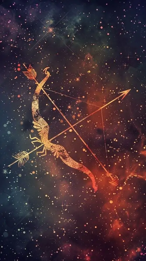 Người đàn ông mặc áo đen đứng thẳng trong ảnh trắng đen, chữ Sagittarius đặt dưới ngực và mũi tên nhỏ phía chân làm ảnh đại diện cung thứ chín nhìn nam tính, gọn và lạnh