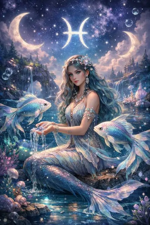 Hình nền thiếu nữ ngồi thu mình dưới đáy biển với mái tóc xõa dài bên những chú cá nhỏ tạo nên không gian đại dương xanh thẳm cực kỳ thơ mộng.