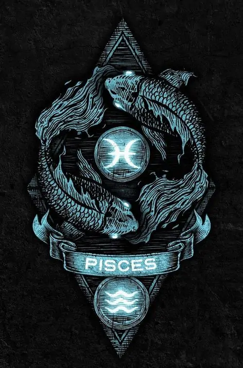 Ảnh profile hai chú cá bơi ngược chiều nhau trên nền đen tối giản thể hiện rõ nét biểu tượng hai con cá bơi ngược đầy nghệ thuật.