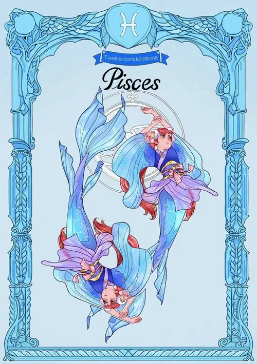 Cô gái nhỏ khoác lên mình bộ váy xanh nhạt đứng giữa khung viền cổ điển bên cạnh những chú cá nhỏ và màu sắc pastel trông thật nhã nhặn.