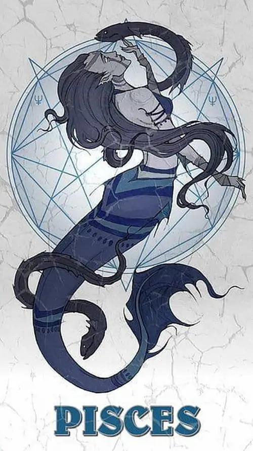 Thiếu nữ hệ nước sở hữu mái tóc dài uốn lượn như dòng chảy của biển cả đứng uy nghiêm trước vòng tròn chòm sao thứ 12 trông thật quyền lực.