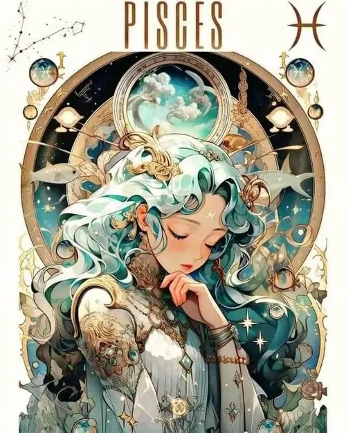 Tấm hình mỹ nhân với mái tóc vàng óng và đôi mắt xanh thẳm được bao quanh bởi họa tiết vảy cá mang đậm chất nghệ thuật vẽ tay cực kỳ tinh xảo.