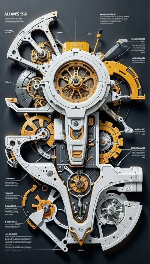 Ảnh nền đt iPhone trái tim cơ khí ghép từ bánh răng, ốc vít và vòng kim loại vàng bạc, bố cục đối xứng khiến ảnh màn hình sắc nét này lên máy vừa lạ vừa đẹp