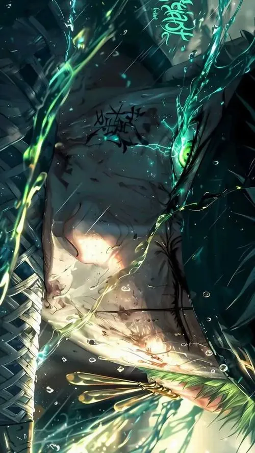 Hình nền màn hình tràn viền khe sáng xanh mở giữa khối đá và rễ cây như lối đi trong hang, chất liệu ướt và ánh phản quang tạo hiệu ứng nổi khá rõ trên điện thoại