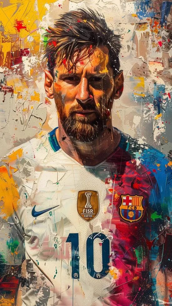 Lionel Messi hiện lên rực rỡ qua những mảng màu nghệ thuật trên chiếc áo đấu truyền thống khiến khung hình trở nên vô cùng bắt mắt và đầy tính sáng tạo.