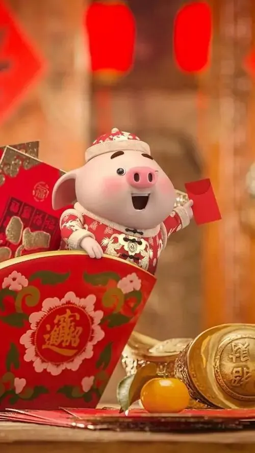 Chú lợn con màu hồng đào nằm trên gối lụa, tai rủ mềm và chân co gọn khiến ảnh nền con lợn dễ thương gợi cảm giác an yên, ấm áp và đủ đầy