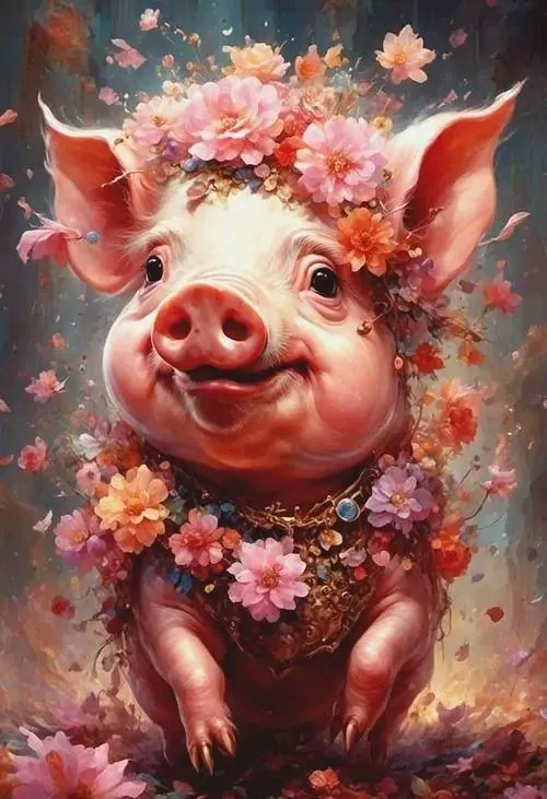 Heo thần tài ngồi giữa vòng tròn đồng xu, hai tay ôm nén vàng và gương mặt rạng rỡ khiến ảnh nền heo vàng tài lộc có vẻ thịnh vượng, hợp người tuổi làm ăn