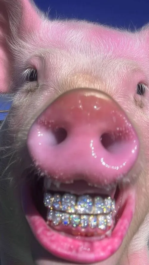 Heo vàng 3D bước ra từ cánh cửa ánh sáng, thân bóng mịn và nụ cười rộng làm ảnh nền heo vàng tài lộc có vẻ ngầu vừa phải nhưng vẫn giữ sự dễ thương