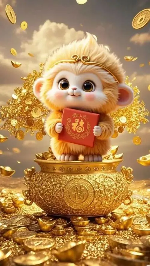 Khung hình chụp cận đôi mắt tinh anh của linh vật khỉ đang ôm đồng tiền cổ, sắc trắng bạc lên rất rõ, ảnh đại diện tuổi khỉ hợp người cần thêm tài lộc