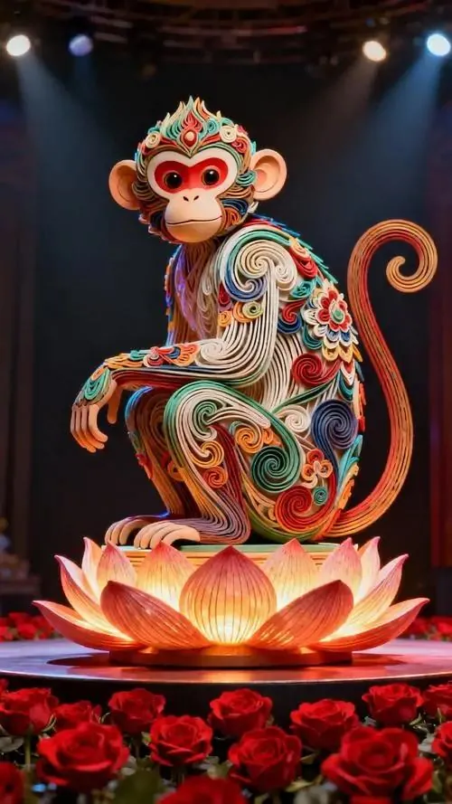 Ảnh nền đt Iphone con khỉ lông nâu ngồi giữa rừng tre, tay vuốt quả đào tiên và mắt nhìn xa, khung dọc Ultra HD hợp làm ảnh nền linh vật Thân cầu tài lộc