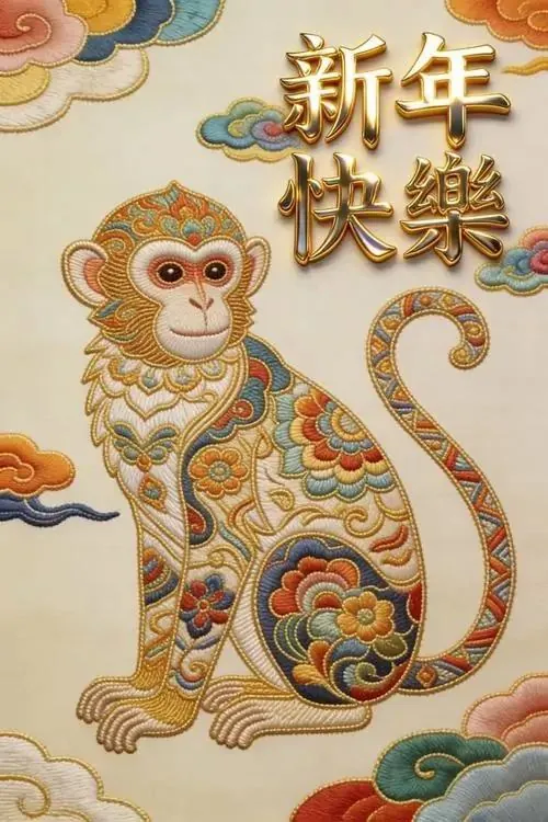 Ảnh nền khỉ vàng hầu vương khoác áo đỏ sẫm đứng trước cổng đá, gió làm tà áo bay nhẹ và mặt giữ vẻ nghiêm, ảnh HD hợp tuổi để cầu vận khí hanh thông