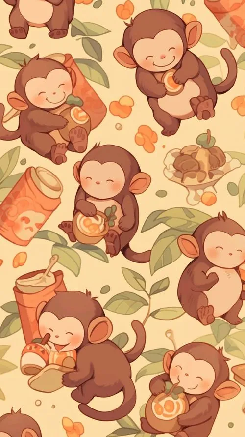 Ảnh wallpaper linh vật khỉ mặc áo bào đỏ sẫm, tay phải cầm gậy đặt chéo trước ngực và nhìn chếch lên, ảnh HD gợi cảm giác chiêu tài và giữ vận khí ổn định