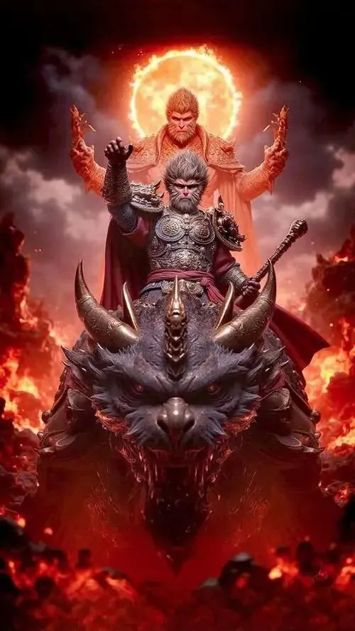 Hình nền con khỉ vàng ngồi trên mỏm đá ôm quả đào tiên, mắt sáng nhìn nghiêng và đuôi cong nhẹ, hợp người tuổi Thân muốn thêm may mắn cùng vận khí phong thủy