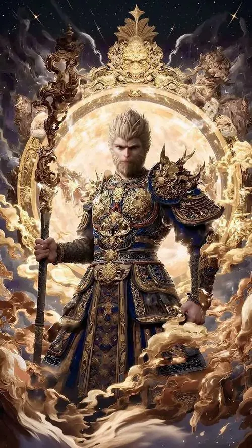 Khỉ lông bạc đứng trên mái ngói cổ, vai khoác dải lụa vàng và mặt hướng về phía Tây, hình khỉ phong thủy hợp người tuổi Thân ưu tiên hướng tốt và bản mệnh Kim