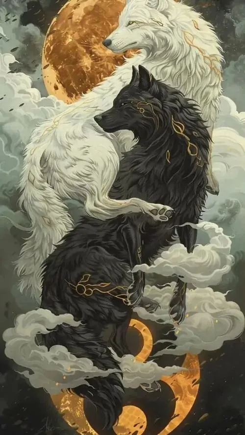 Sói trắng nằm cuộn trên ghế tàu điện bỏ không, cửa kính phản lại ánh đèn thành phố xa phía ngoài làm cả khung hình vừa hiện đại vừa buồn theo cách rất kín