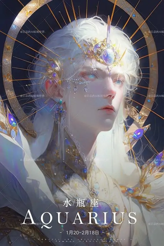 Trên nền kính màu kiểu nhà thờ, chòm sao Bảo Bình hiện bằng mảnh lam tím ghép nổi, ánh sáng rọi qua làm từng đường nối sao trở nên sắc sảo và đầy chất huyền học