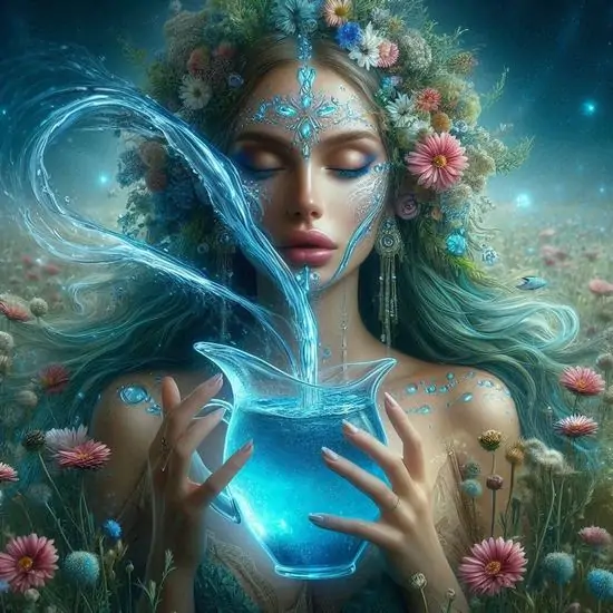 Trong hành lang bảo tàng, tượng đá của Thần Zeus đặt cạnh phù điêu nước chảy thành sóng đôi, ánh đèn hắt xiên khiến chủ đề Thủy Bình mang dáng dấp cổ điển mà vẫn hiện đại