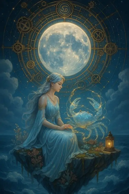 Mặt dây chuyền tròn chứa cát biển và vỏ sò nhỏ đặt trong lòng bàn tay, chi tiết thủ công khiến những người con của trăng hiện ra gần như một món kỷ niệm