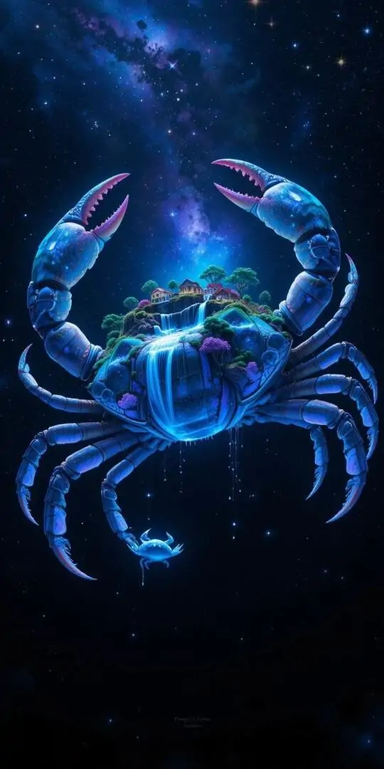 Một chiếc bánh kem phủ màu bạc xanh được trang trí ký hiệu Cự Giải bằng đường kem trắng, khung cảnh tiệc nhỏ làm chủ đề Bắc Giải tươi hơn thường thấy