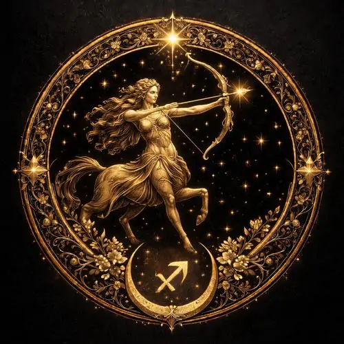 Một bức tường phố vẽ graffiti chữ Sagittarius lồng cùng mũi tên dài, màu sơn bụi phủ lên nền gạch cũ làm hình tượng tay cung mang vẻ nghịch và rất đời