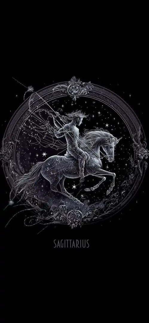 Tờ lịch tháng 12 in hình dấu Sagittarius ở giữa nền giấy ngà, cách phối màu trầm và chữ thanh khiến chủ đề mùa sinh của Nhân Mã hiện lên rất nhẹ