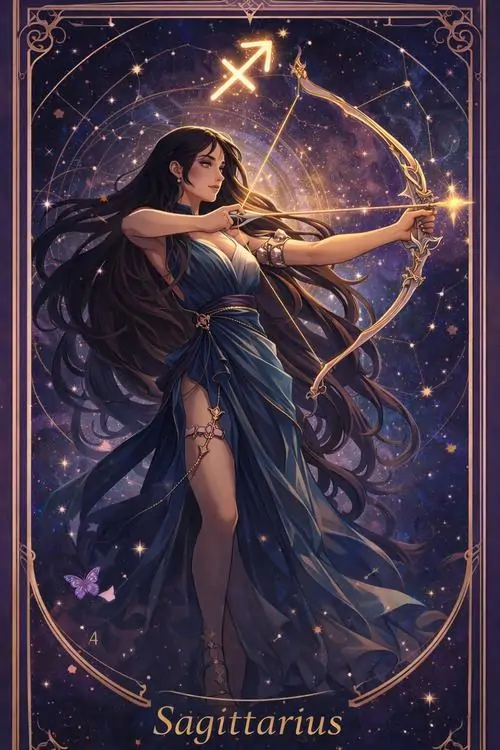 Tấm thảm dệt tay lấy hình ngựa kéo mũi tên chạy dọc viền, sợi len nâu đỏ và vàng đất gợi rõ nhịp sống viễn du của một cung hoàng đạo hệ lửa