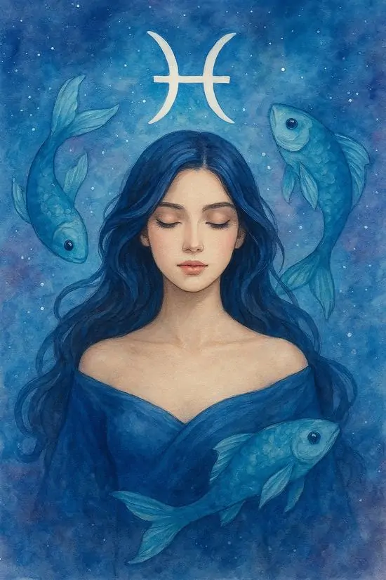 Trên bàn trang điểm màu kem, hộp phấn bạc chạm hình cặp cá nằm cạnh chai nước hoa xanh khiến khung ảnh mang chất mềm, sang và khá hợp gu Song Ngư nữ