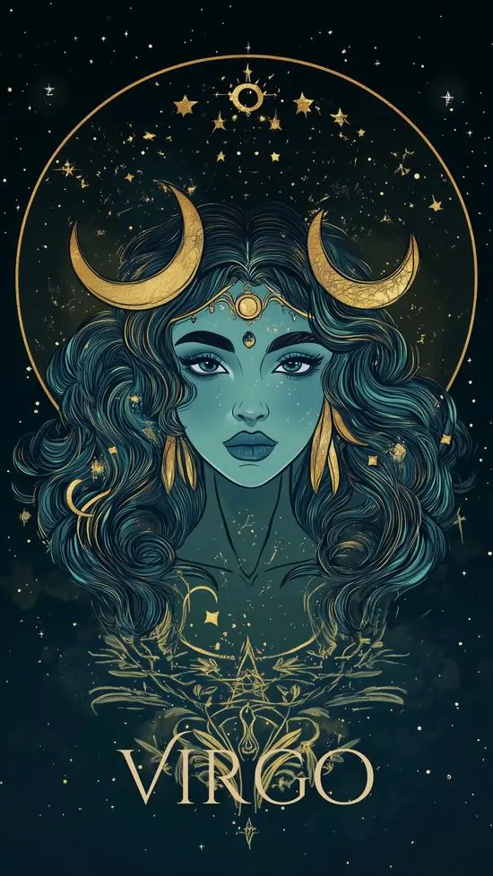 Gương mặt xanh ngọc với đôi mắt lớn và tóc xoăn phủ kín vai xuất hiện dưới hai vầng trăng vàng, bức sao Thất Nữ này nhìn vừa mơ vừa có chút cổ tích