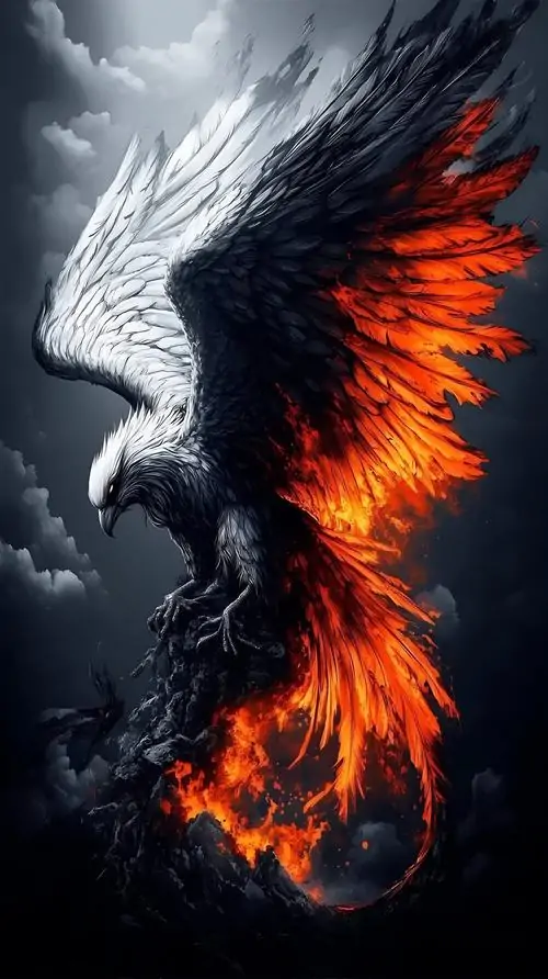 Trên nền bầu trời tím cuối ngày, đại bàng đen mở cánh rộng khi vừa rời tổ đá, bố cục thoáng và sáng nên phông nền đại bàng cho máy tính nhìn sạch, mạnh và rất đẹp