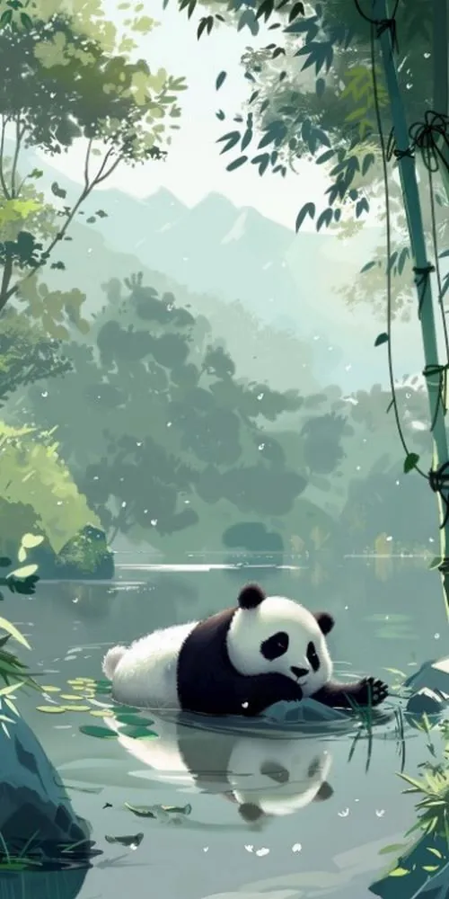 Khung 4K dựng cảnh gấu trúc làm phi công giấy, tay cầm máy bay gấp và đứng trước bầu trời xanh nhạt khiến bức ảnh trông tươi sáng mà không hề rối