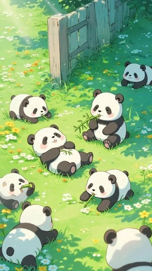 Chú gấu trúc mặc áo mưa vàng bước qua vũng nước trên vỉa hè, chiếc ô trong suốt phản chiếu đèn phố khiến ảnh màn hình gấu trúc trở nên sinh động và rất đẹp