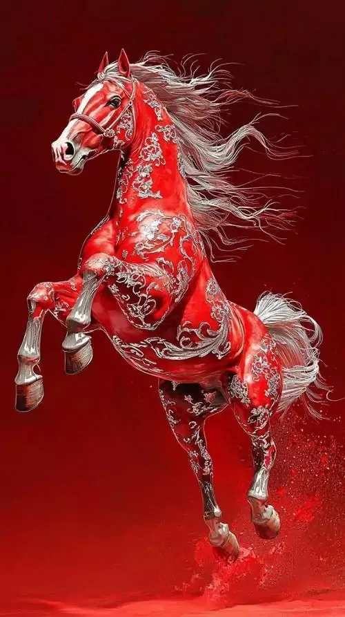 Bộ quân cờ có quân ngựa chạm bạc nằm giữa mặt bàn đen, góc chụp nghiêng làm chi tiết bật sáng, rất hợp người tuổi Ngọ thích hình tượng mạnh mà gọn