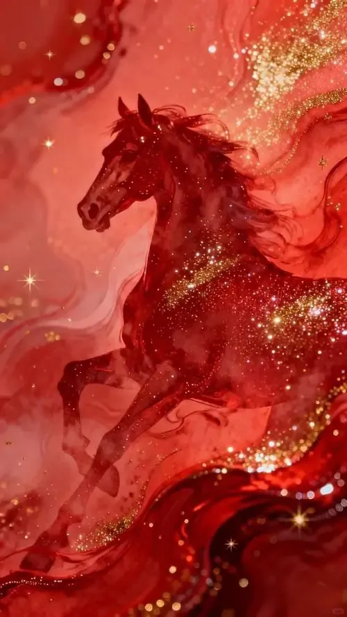 Bóng ngựa in trên rèm lụa mỏng khi nắng xế nghiêng qua, không thấy rõ toàn thân mà vẫn đủ duyên để gợi bình an, nhẹ đầu và cảm giác tụ tài tinh tế