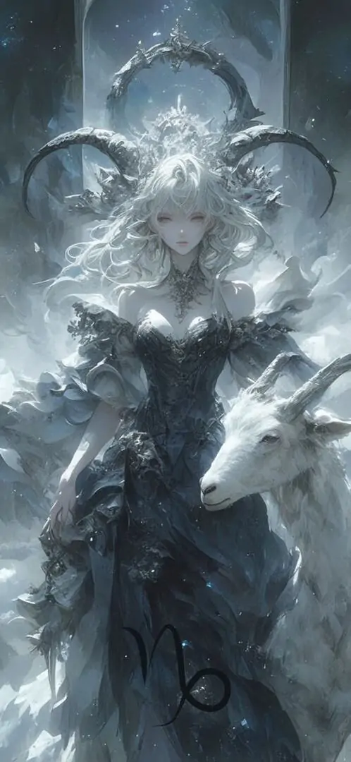 Tấm thiệp chúc mừng đầu năm dùng nền xanh than và dải sao mảnh để dựng chòm sao Ma Kết, nét chữ thanh và nhiều khoảng trống khiến tổng thể sạch, cứng cáp và có tư duy chiến lược rõ rệt