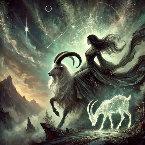 Khung ảnh kiểu studio chụp đôi bốt da đặt trước tảng đá nhỏ và bảng tên Capricorn, không có gương mặt hay nhân vật nào nhưng vẫn gợi được Ma Kết qua chất liệu cứng, thực tế và rất đời