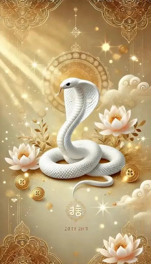 Mặt kính đen phản chiếu một con xà bạc trườn ngang dưới mưa đêm, từng giọt nước bám lên vảy sáng lạnh khiến khung hình hợp người tuổi Tỵ cần cảm giác tỉnh táo và giữ lộc