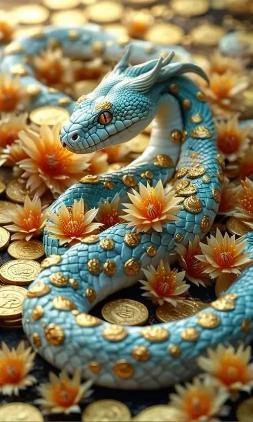 Giữa khu vườn đêm, linh xà phát sáng quanh giếng nước tròn, ánh xanh phản lên thành đá khiến toàn cảnh như một lá bùa sống, rất hợp người chuộng tâm linh và bình an