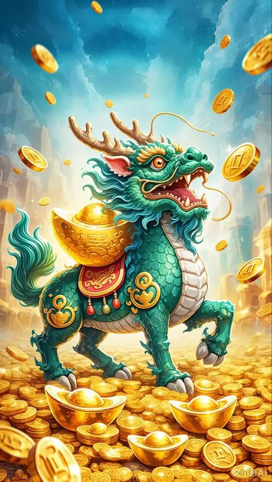 Con tỳ hưu nhỏ ôm thỏi vàng trước ngực, thân tròn và tai vểnh lên dưới nền kem sáng, kiểu minh họa dễ thương này hợp người tuổi thích hình tịch tà nhẹ nhàng