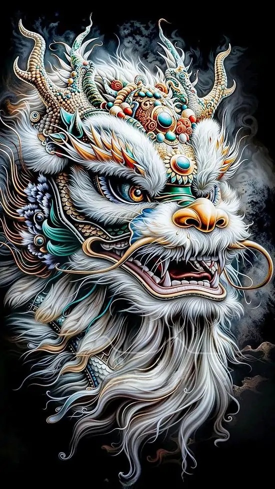 Tỳ hưu đen ánh kim ngồi chồm nhẹ trên nền tối, miệng há rộng như đang giữ lộc, dáng khỏe và góc chụp cận làm ảnh trông ngầu mà vẫn sang