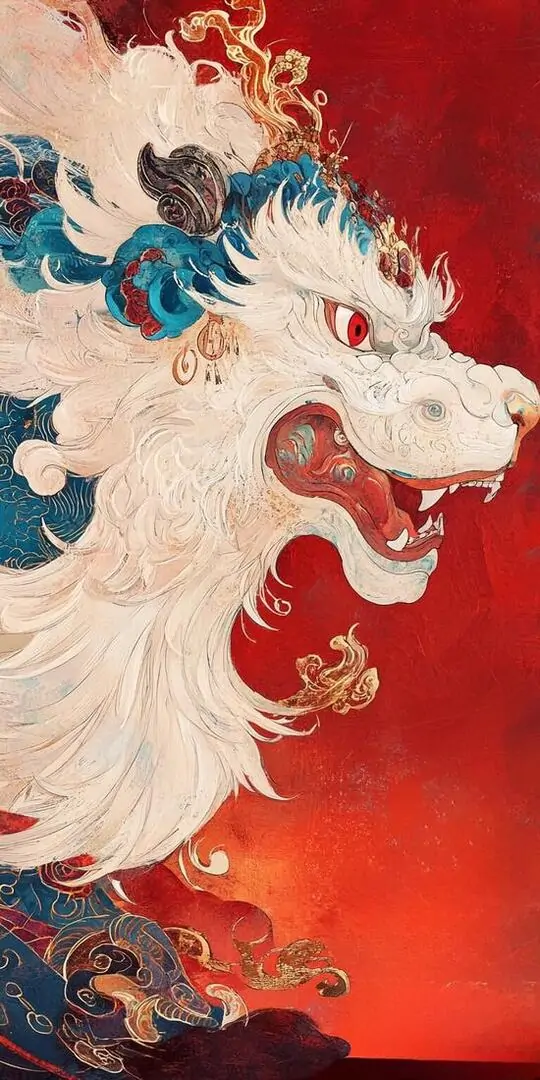 Tỳ hưu màu xanh đen đứng giữa làn khói nhẹ, sừng vươn cao và miệng ngậm đồng tiền cổ, bố cục thoáng làm bức ảnh giữ được cảm giác bình an dễ nhìn