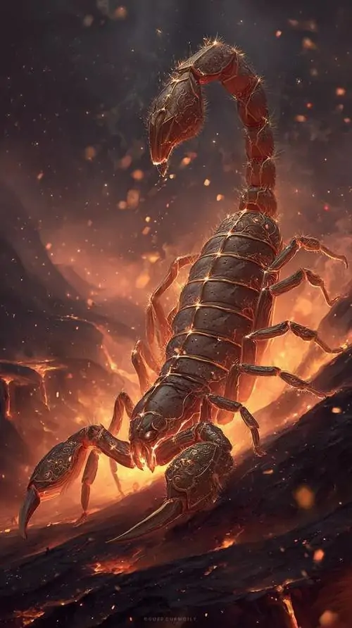 Bản in linocut dùng mảng đen đặc để tạo thân bọ cạp, phần âm bản quanh càng và ngòi độc giữ nhịp thở cho tranh nên nhìn gọn mà vẫn có lực