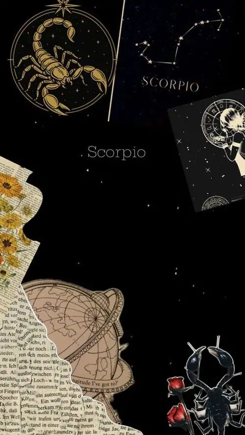 Kẹp tóc kim loại uốn thành Thiên Yết đặt cạnh gương tròn và lược gỗ, sự nhỏ gọn của vật dụng làm chủ đề cung hoàng đạo thứ 8 trở nên mềm và riêng tư hơn