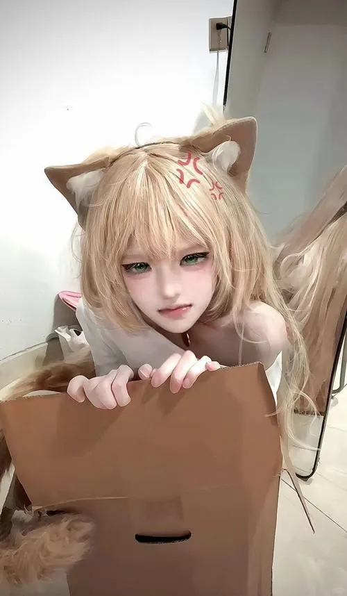 Buổi chụp ngoại cảnh nắng nhẹ ghi lại cô gái mèo bước qua bãi cỏ, mái tóc nâu sáng bay tự nhiên theo gió.